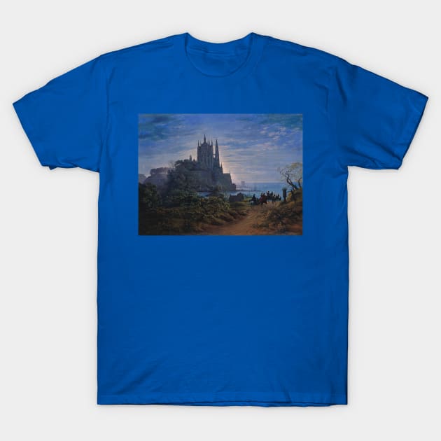 Gothic Church on a Rock by the Sea by Karl Friedrich Schinkel T-Shirt by Amanda1775